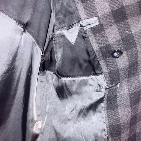 Calvin Klein Black and Gray Plaid Pea Coat - Picture 8 of 8